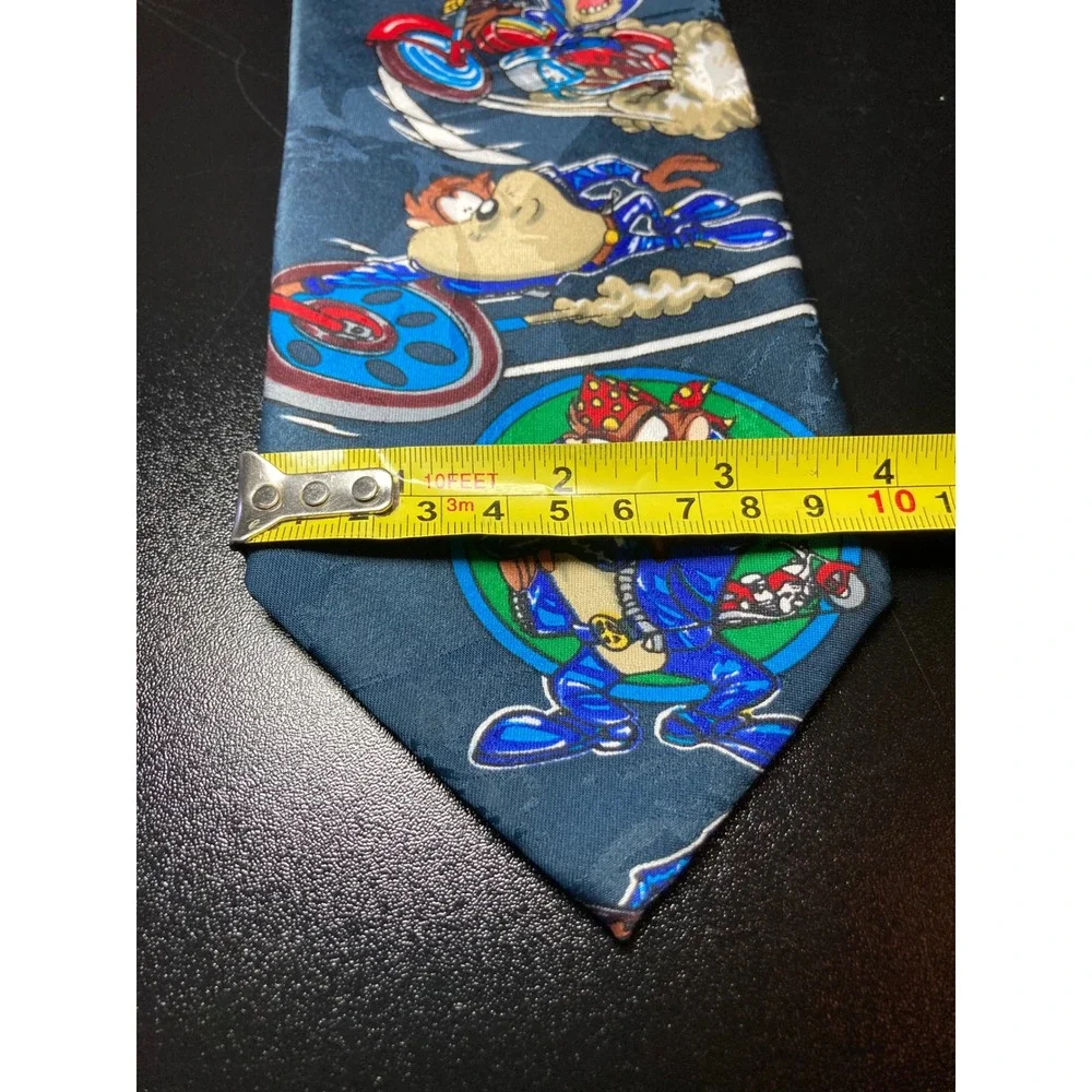 Vintage 1993 Looney Tunes Tasmanian Devil Taz Biker Motorcycle‎ Polyester Tie